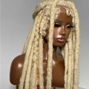 Blonde Dreadloced Wig with Gold Decor + Pre Plucked